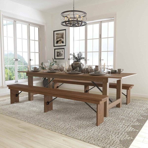 Flash Furniture Rectangle Antique Farm Table , 40"; 96" W 30"; 17-3/4" H, Wood XA-FARM-6-GG